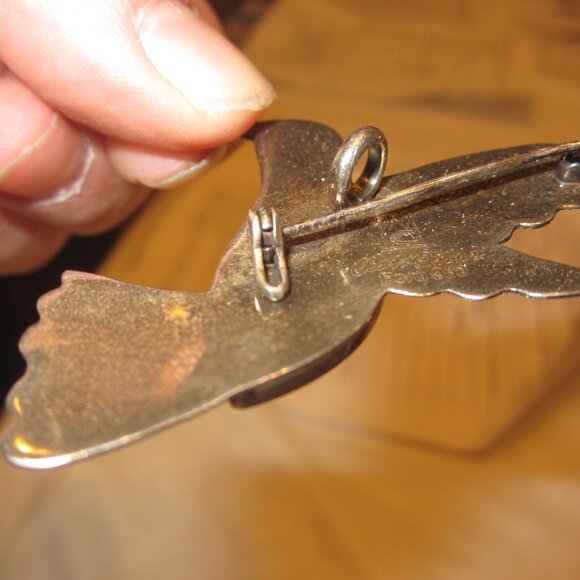 VTG STERLING SILVER HUMMINGBIRD BROOCH/PENDANT MARKED PERU 950 - Picture 4 of 5